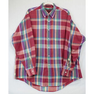 Chaps Ralph Lauren Shirt Men XL Multicolor Plaid Button Down Long‎ Sleeve Vgt